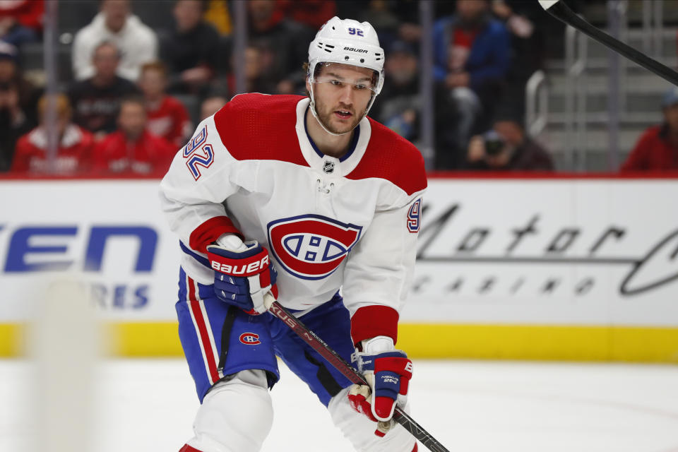 Montreal Canadiens left wing Jonathan Drouin (92) 