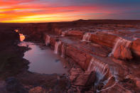 <p>Grand Falls on Little Colorado River at sunset in Flagstaff, Ariz. (Photo: Darren White Photography/Getty Images) </p>