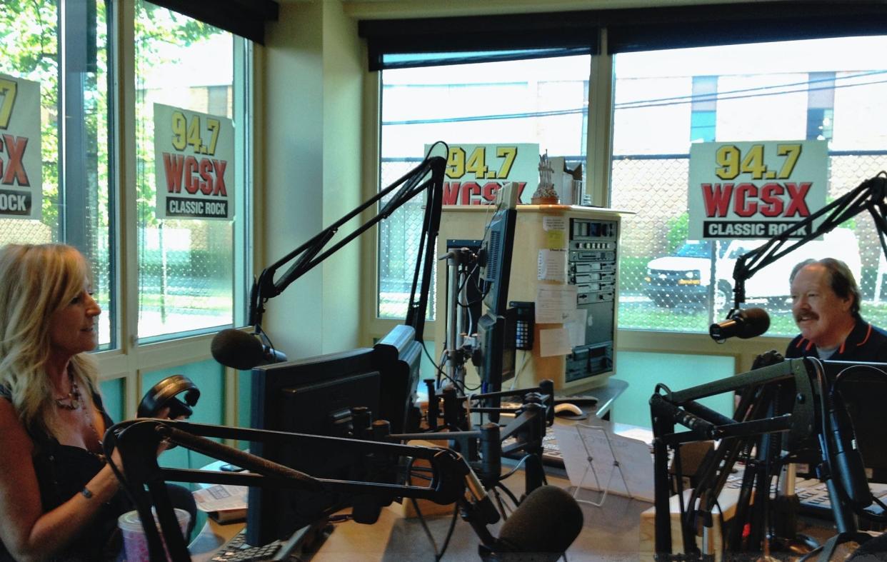 Trudi Daniels, left, and Ken Calvert on their "K.C. and Trudi" morning show on WCSX-FM (94.7) in 2013.