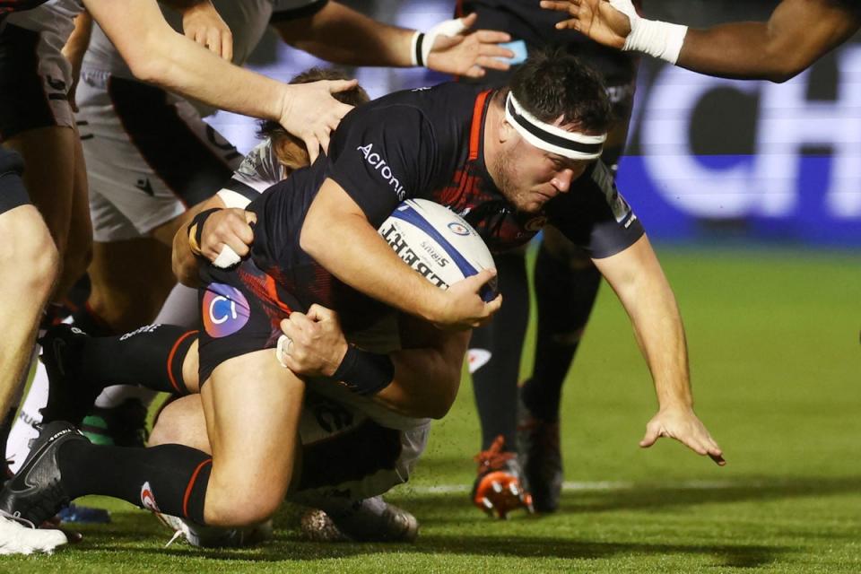 Major doubt: Jamie George suffered a suspected concussion in Saracens’ defeat at Edinburgh on Sunday  (Action Images via Reuters)