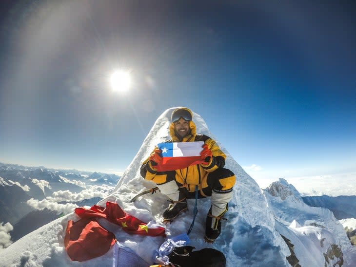 <span class="article__caption">JP on the summit of Manaslu</span> (Photo: Courtesy of Federico Scheuch)