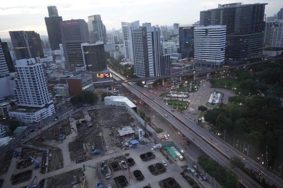 A construction site sits empty in Bangkok, Thailand, Friday, June 25, 2021. As Thailand has struggled unsuccessfully to lower the number of new COVID-19 cases and related deaths during its third and worst wave of coronavirus infections, the government on Friday ordered the camps where construction workers are housed in Bangkok and other hard-hit areas to be shut for a month and the workers kept inside to help stop the spread of the disease. (AP Photo/Sakchai Lalit)