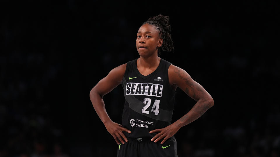 Seattle Storm guard Jewell Lloyd would be a potential business target...if the WNBA's strict salary cap rules allowed.  (Mitchell Leaf/Getty Images)