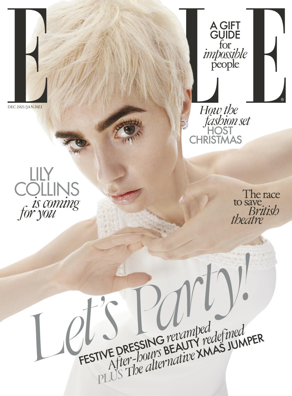 Lily Collins stars on the cover of the December-January issue of Elle UK (Elle UK/Danny Kasirye)