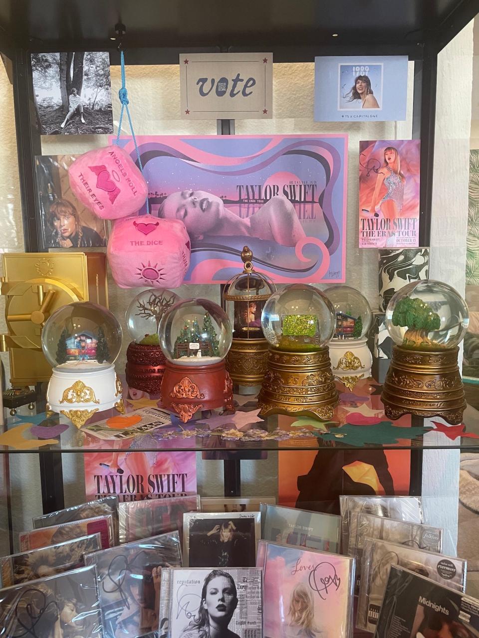 Madeline Cooperman's collection of Taylor Swift snow globes.