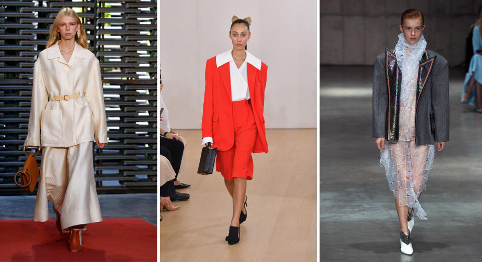 <p>The eighties proved a major source of reference this season with Emilia Wickstead sending models down the runway in bold short suits (complete with supersized collars and shoulder pads). While Roksanda was more subtle in its approach with silky co-ords clinched in at the waist – very ‘Pretty Woman’. <em>[Photo: Getty]</em> </p>