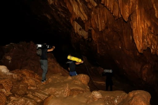 Divers said they spotted footprints in one of the cave's chambers