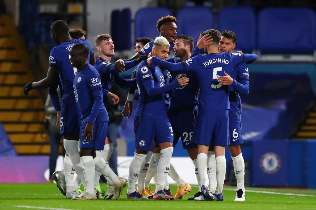 Chelsea players may not grouping together during celebrations in training (Getty)