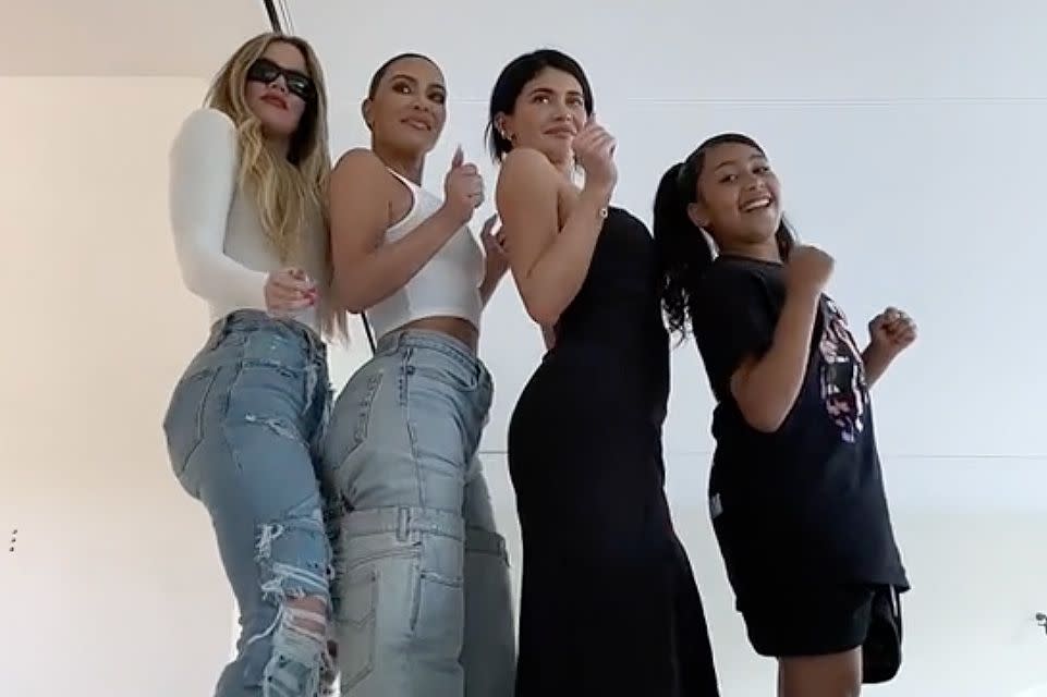 Kim and North/TikTok Khloé Kardashian, Kim Kardashian, Kylie Jenner, and North West