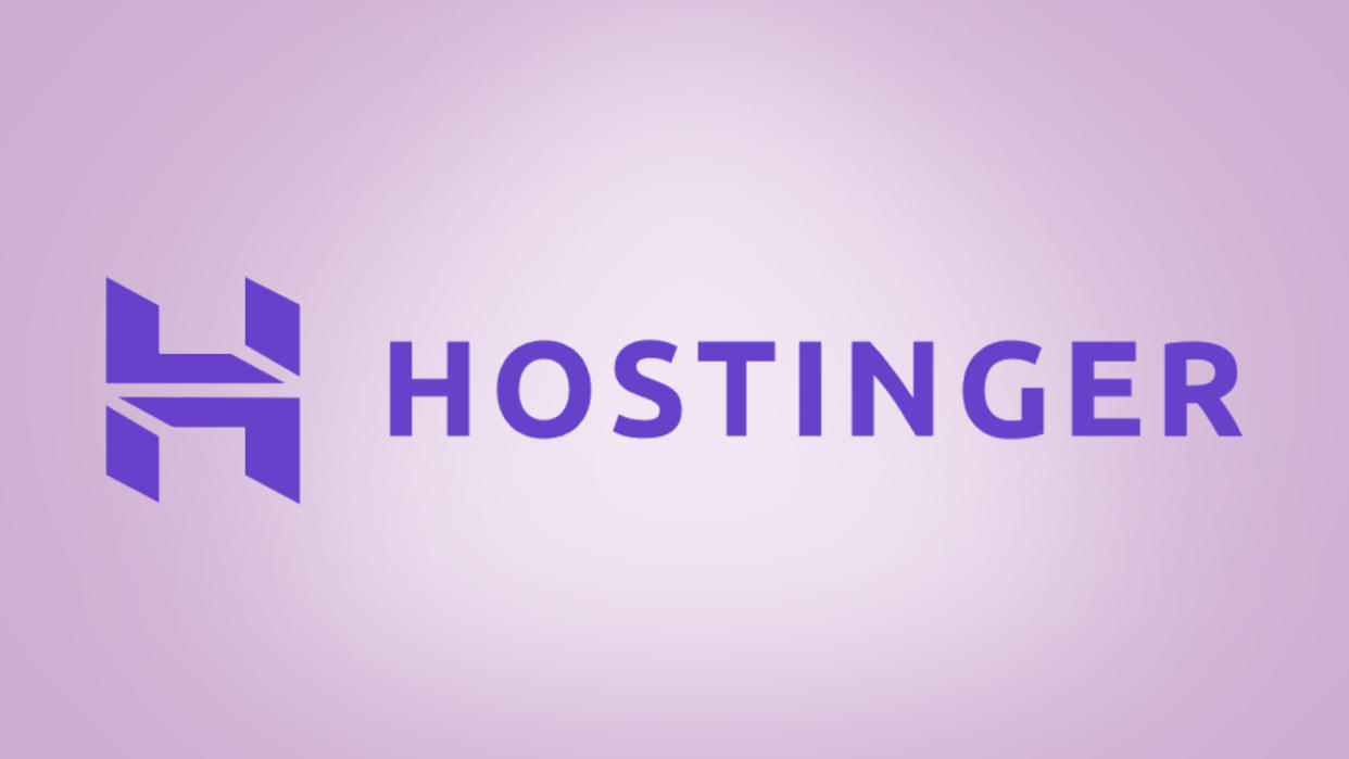  Hostinger logo on light purple background with spotlight effect. 