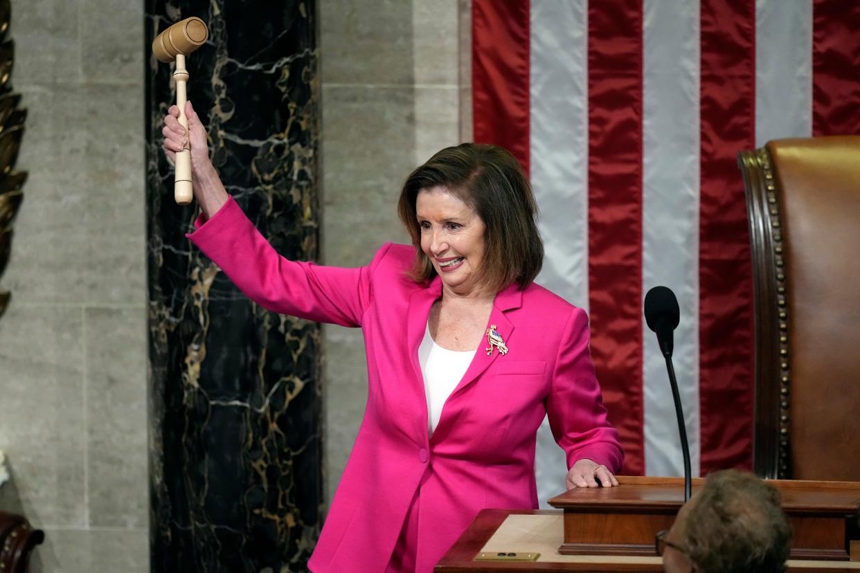 Outgoing House Speaker Nancy Pelosi of Calif., holds the gavel as she calls the House to order as House begin the first session of the 118th Congress on Capitol Hill in Washington, Tuesday, Jan. 3, 2023.