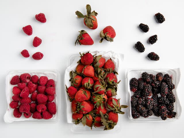 &lt;p&gt;Sara Haas&lt;/p&gt; The berries after two weeks of storage in paper-towel lined plastic containers.