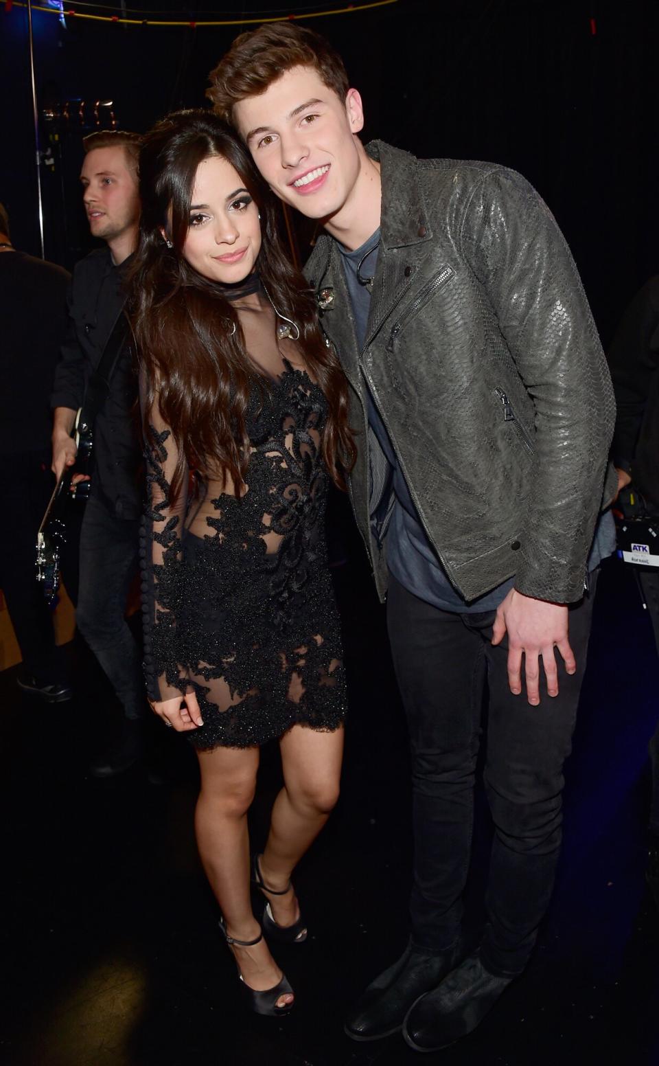 Camila Cabello and Shawn Mendes attend the People's Choice Awards 2016 at Microsoft Theater on January 6, 2016 in Los Angeles, California