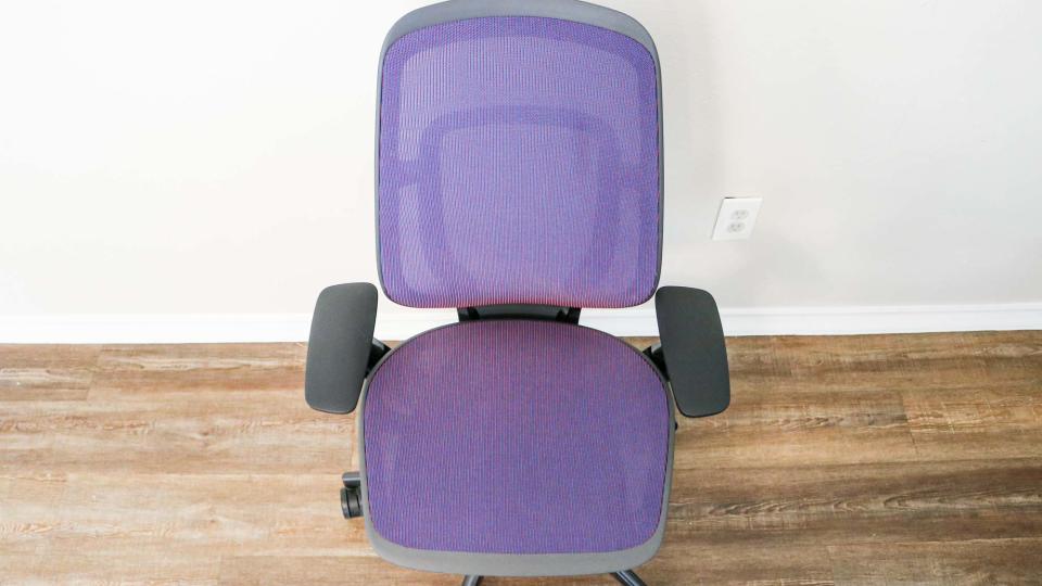 An overhead view of the backrest and seat of the Steelcase Karman