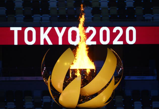 The Olympic Flame burns.  (Photo: FRANCK FIFE via Getty Images)