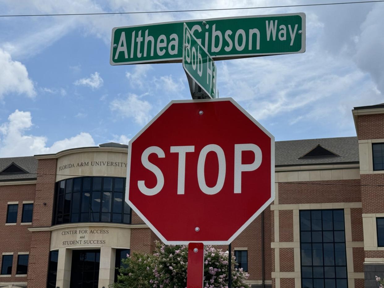 Road signs from FAMU Way to Bragg Drive have begun to sport the new "Althea Gibson Way" name. The name change comes after a back and forth with Leon County and the City of Tallahassee over the change which replaced former Wahnish Way.