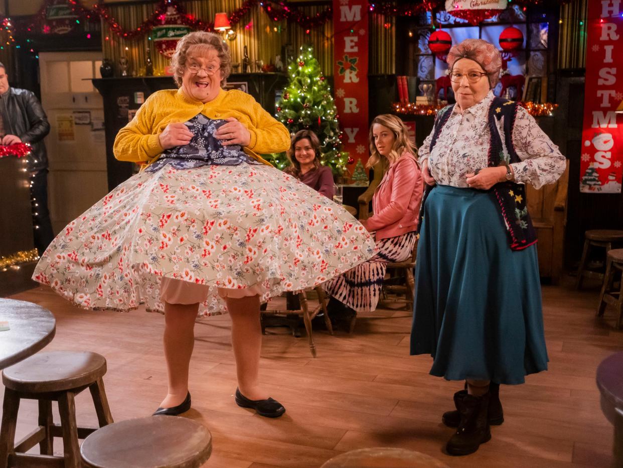 <p>Broad, crude, unfunny and lazy: Mrs Brown’s Boys attempts to raise some Christmas cheer</p> (BBC)