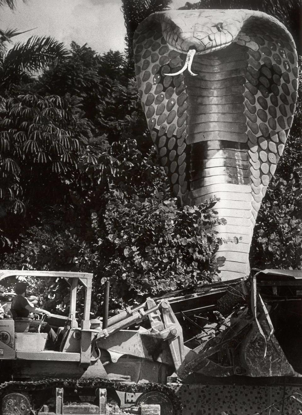 Demolition starts on the Serpentarium in 1984.