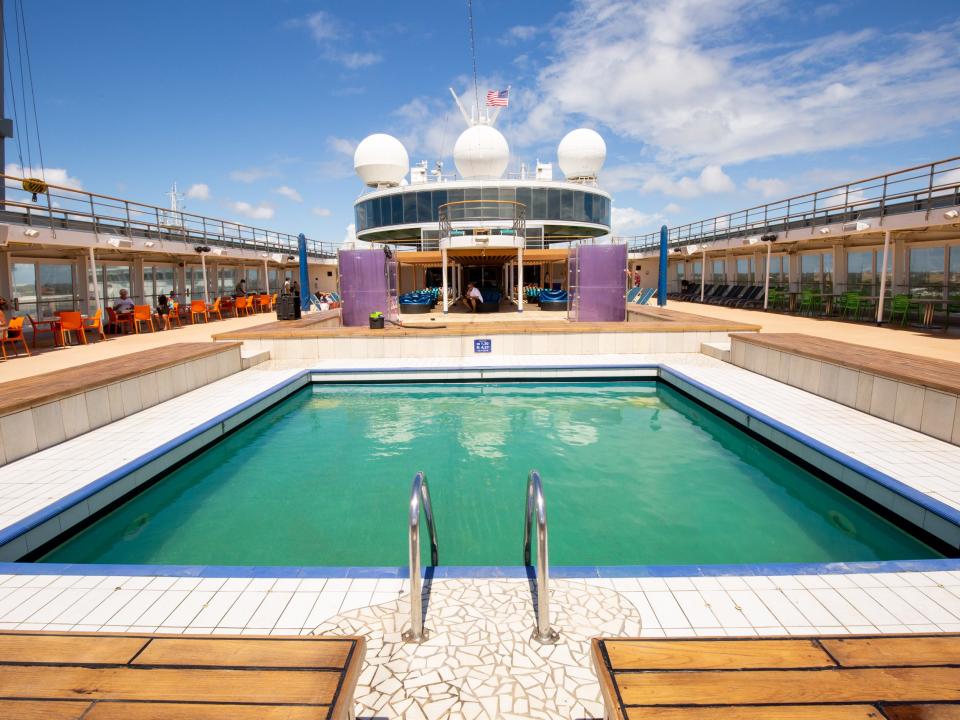 An empty swimming pool on a cruise ship.