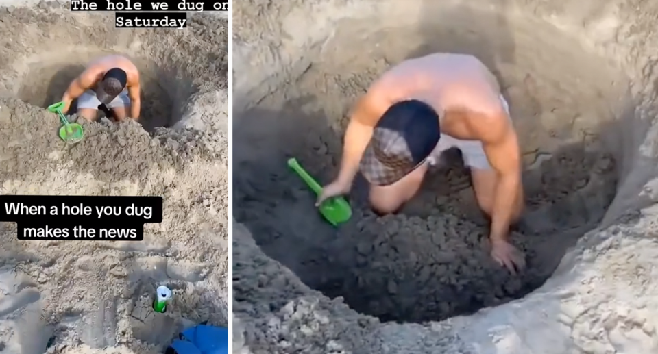 Two local beachgoers were in fact responsible for the hole, leaving one local 