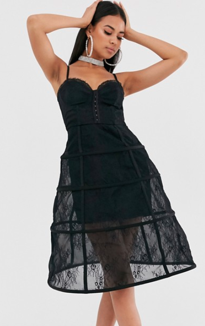 ASOS DESIGN corset cage midi dress is a $110 option for the budget beauty queen. Photo: Asos 