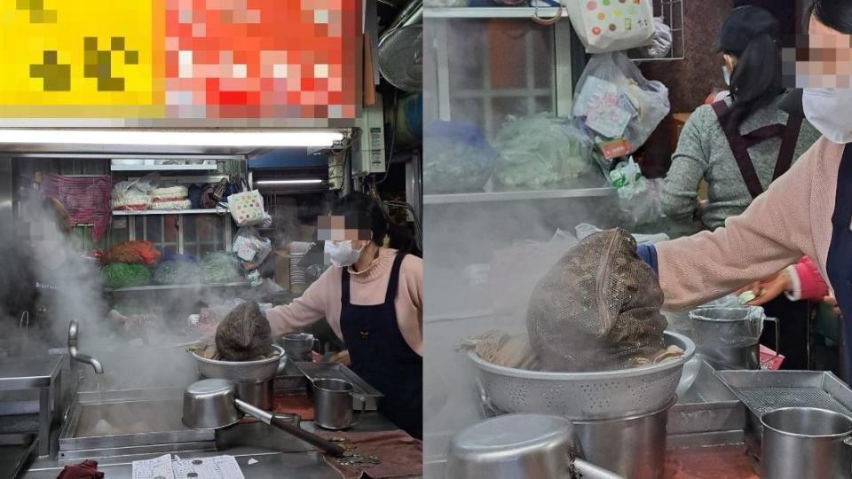 夜市知名羊肉湯被爆出用洗衣袋燉煮藥材。（圖／翻攝自爆料公社）