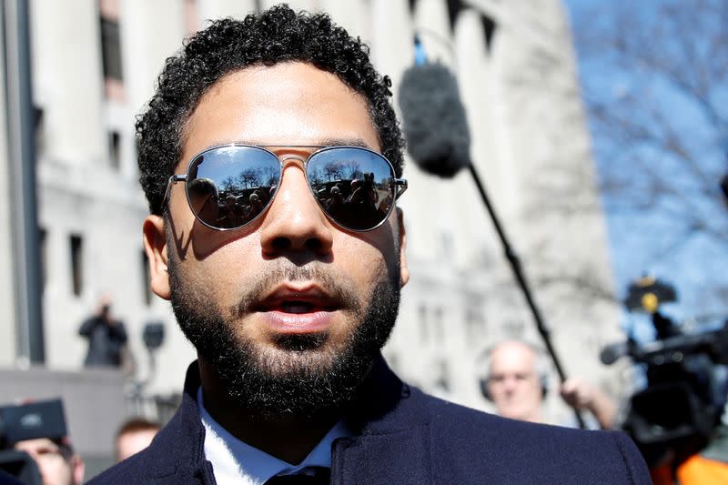 FILE PHOTO: Actor Jussie Smollett leaves court after charges against him were dropped by state prosecutors in Chicago