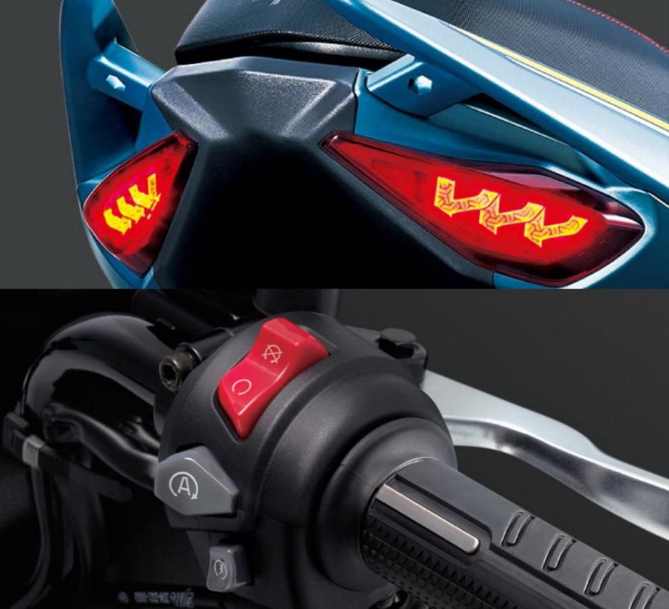 圖／2022 SYM DRG BT 158 Keyless Edition車尾採用立體龍紋LED尾燈組，PGP技術在維持高亮度同時也能降低眩光效應；至於3D立體按鍵開關，讓騎士操作時大幅提升手感。