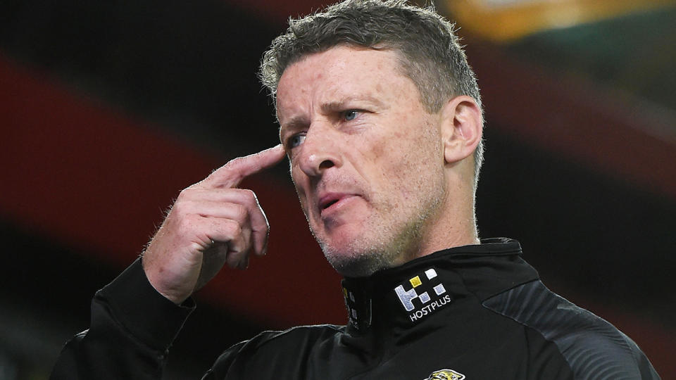 Richmond coach Damien Hardwick is pictured during the round nine AFL match against the Western Bulldogs.