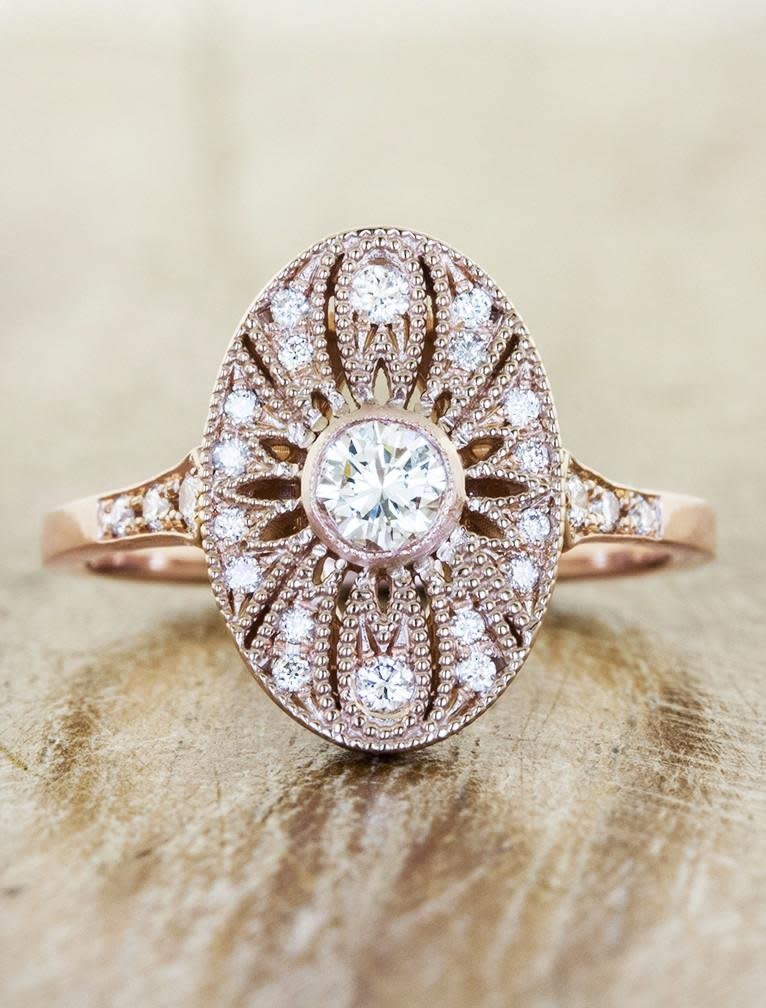 <i>Buy it from&nbsp;<a href="https://shop.kenanddanadesign.com/collections/vintage-inspired-engagement-rings/products/unique-engagement-rings-vintage-oval-aurelia" target="_blank">Ken &amp; Dana Design</a>&nbsp;for $2,200.</i>