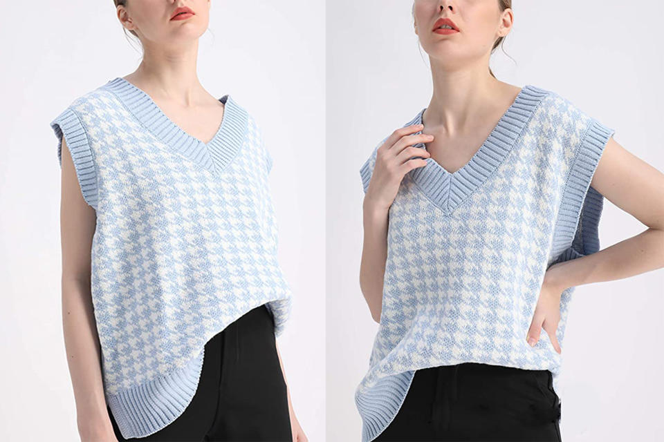 SAFRISIOR-Oversized-Houndstooth-Knit-Vest