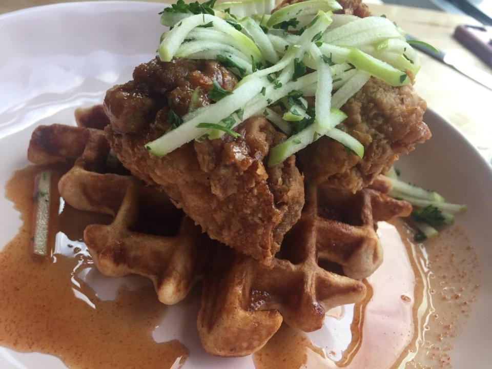 Chicken and waffles from Simpl.