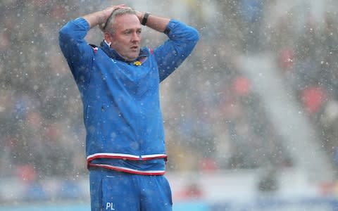 Paul Lambert reacts on the touchline against Everton - Credit: Getty images