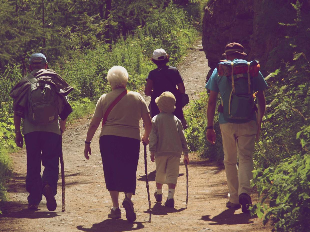 walking hiking elderly cane aging