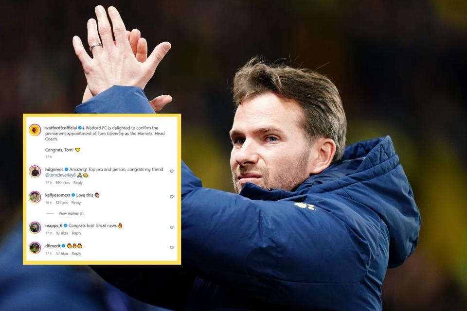 Watford's appointment of Tom Cleverley was well received on social media. <i>(Image: PA/ Watford FC)</i>