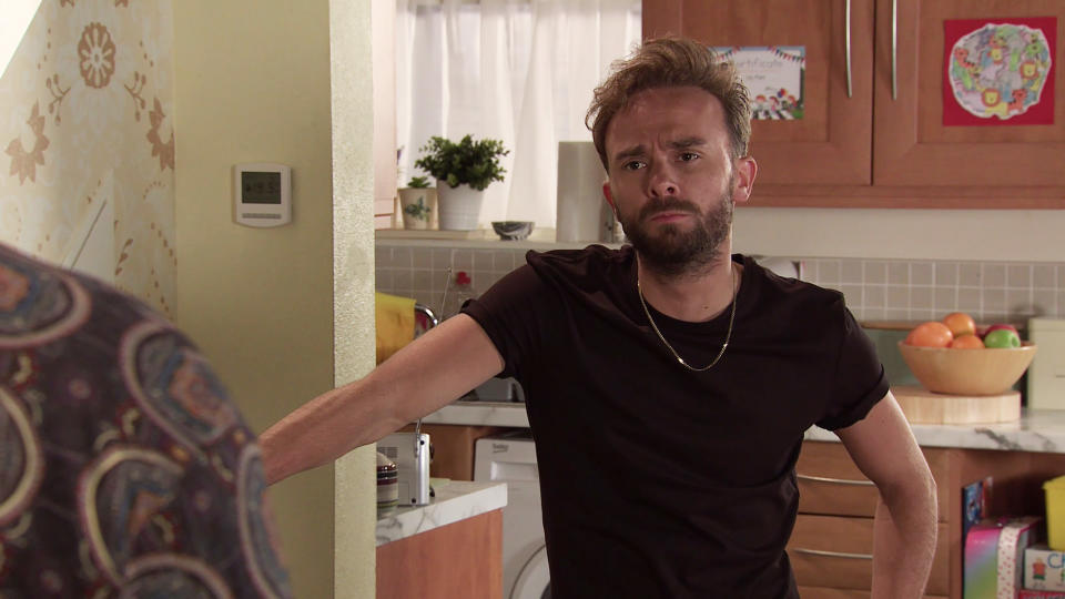 FROM ITV

STRICT EMBARGO - No Use Before  Tuesday 21st September  2021

Coronation Street - Ep 10441

Monday 27th September 2021 - 2nd Ep 

Dev Alahan [JIMMI HARKISHIN] informs David Platt [JACK P SHEPHERD] about the declined bank card. David plays it down, pretending he loaned his card to Max.

Picture contact David.crook@itv.com

This photograph is (C) ITV Plc and can only be reproduced for editorial purposes directly in connection with the programme or event mentioned above, or ITV plc. Once made available by ITV plc Picture Desk, this photograph can be reproduced once only up until the transmission [TX] date and no reproduction fee will be charged. Any subsequent usage may incur a fee. This photograph must not be manipulated [excluding basic cropping] in a manner which alters the visual appearance of the person photographed deemed detrimental or inappropriate by ITV plc Picture Desk. This photograph must not be syndicated to any other company, publication or website, or permanently archived, without the express written permission of ITV Picture Desk. Full Terms and conditions are available on  www.itv.com/presscentre/itvpictures/terms
