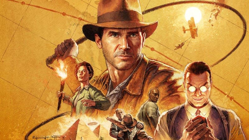 An illustrated image shows Indy and other characters from the game. 