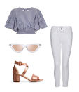 <p>Inspired by Kendall’s French Riviera yachting style, this look is comfortable, breezy, and also very appropriate for the Memorial Day weekend. White is wearable again! </p>