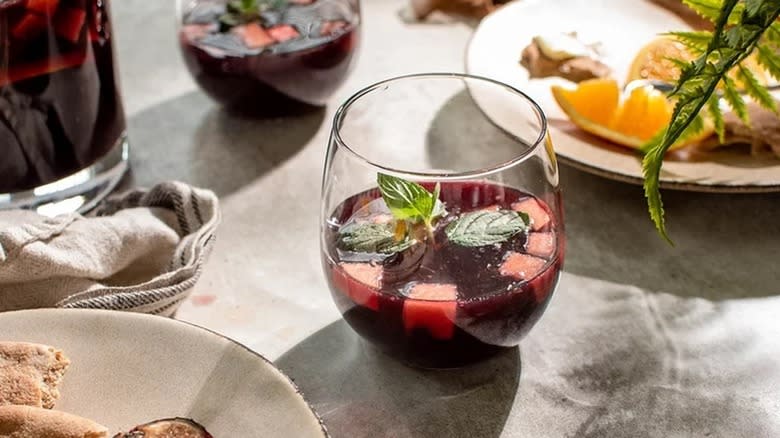 red sangria in glasses