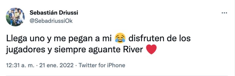 El mensaje de Driussi para los hinchas de River