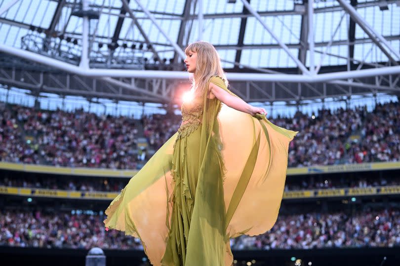 Taylor Swift performs on stage at the weekend