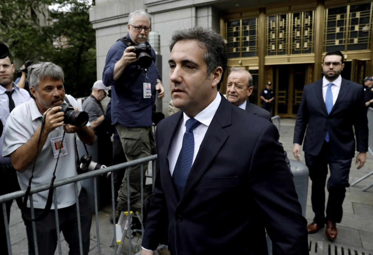 Michael Cohen leaves federal court in New York on Wednesday. (Photo: Peter Foley/Bloomberg via Getty Images)