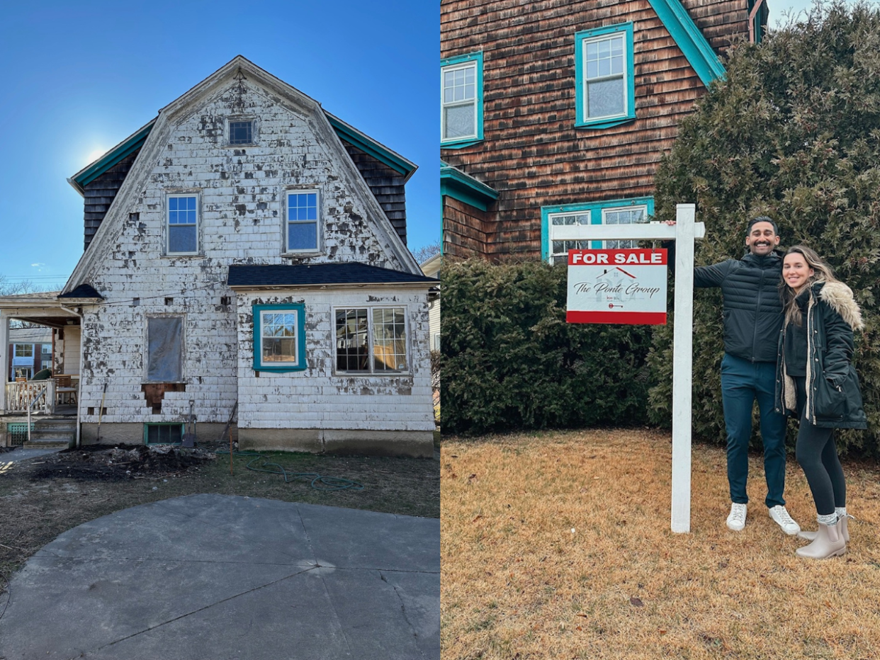 Greer Gagnier und Kyle Verma kauften ein verlassenes, renovierungsbedürftiges Haus in Rhode Island, nachdem sie zwei Jahre lang auf der Suche nach einem Haus für den Anfang waren.  - Copyright: Greer Gagnier