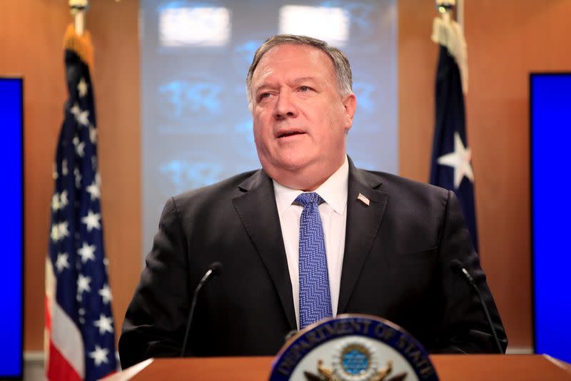 U.S. Secretary of State Pompeo attends a news conference in Washington