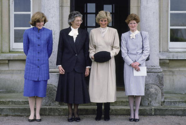 <div class="inline-image__caption"><p>Princess Diana with her sisters, Lady Jane Fellowes and Lady Sarah McCorquodale, meeting the headmistress of West Heath School.</p></div> <div class="inline-image__credit">Tim Graham Photo Library via Getty Images</div>