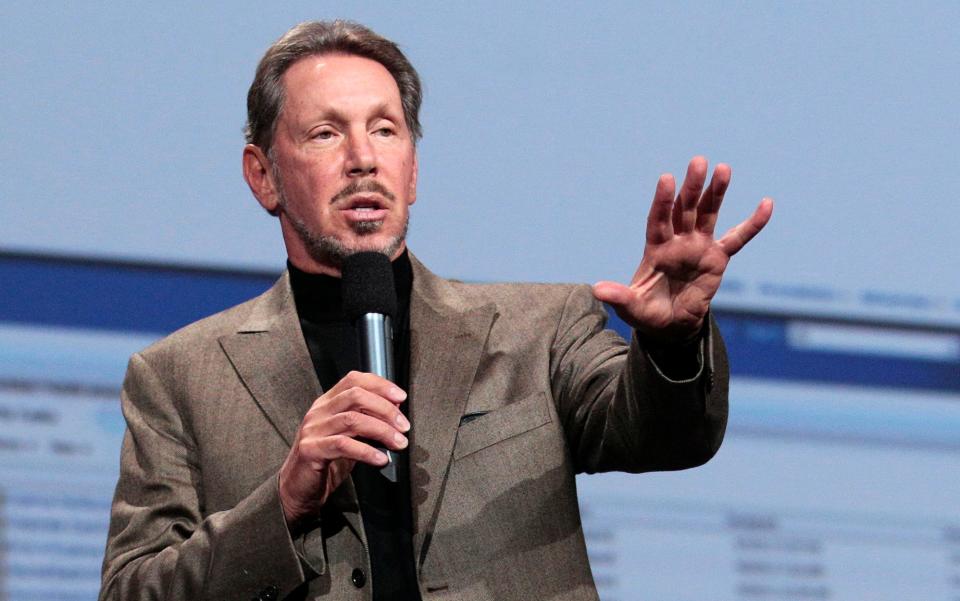 In this Oct. 5, 2011 photo, Oracle CEO Larry Ellison speaks during the Oracle OpenWorld Keynote in San Francisco - Jeff Chiu/AP