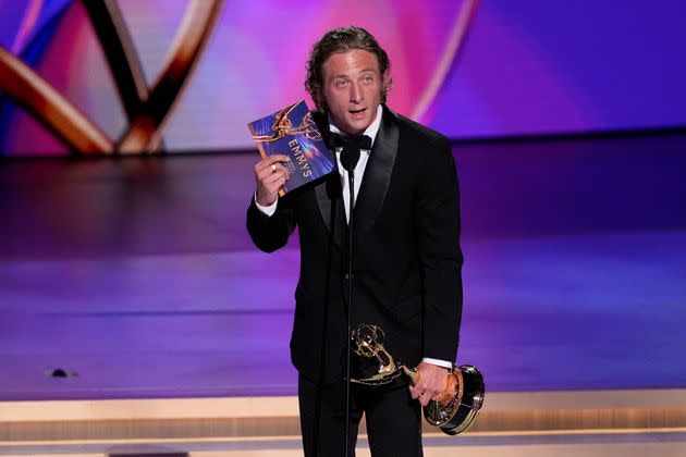 Jeremy Allen White on stage at the 2024 Emmys