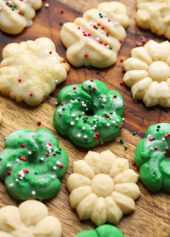 <p>Originating from the German word <em>Spritzen</em>, which means "to squirt," classic spritz cookies are made using a cookie press. The European tradition has held strong throughout the Midwest, and South Dakota residents are known to pull out their presses around the holidays.</p><p>Get the recipe from <a href="https://cookiesandcups.com/perfect-spritz-cookies/" rel="nofollow noopener" target="_blank" data-ylk="slk:Cookies & Cups;elm:context_link;itc:0;sec:content-canvas" class="link ">Cookies & Cups</a>.</p>