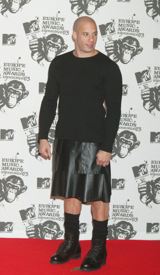 Men Wearing Skirts & Dresses in Red Carpet Photos: Brad Pitt and More