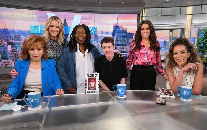 The cast of "The View" with Elliot Page